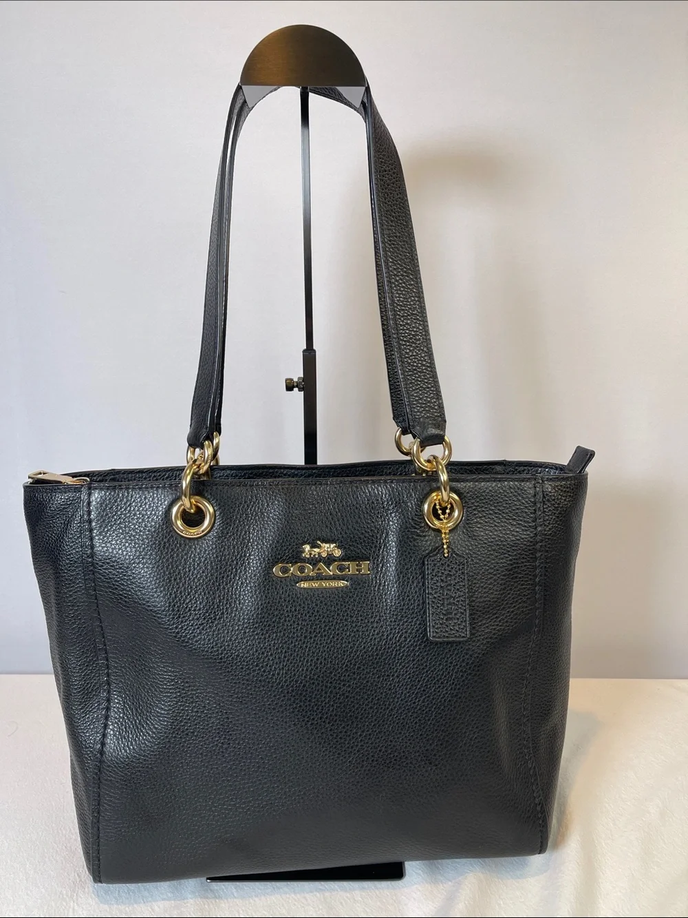 Coach K1997-F76701 Jess Zip Top Tote Black Pebble Leather Shoulder Bag